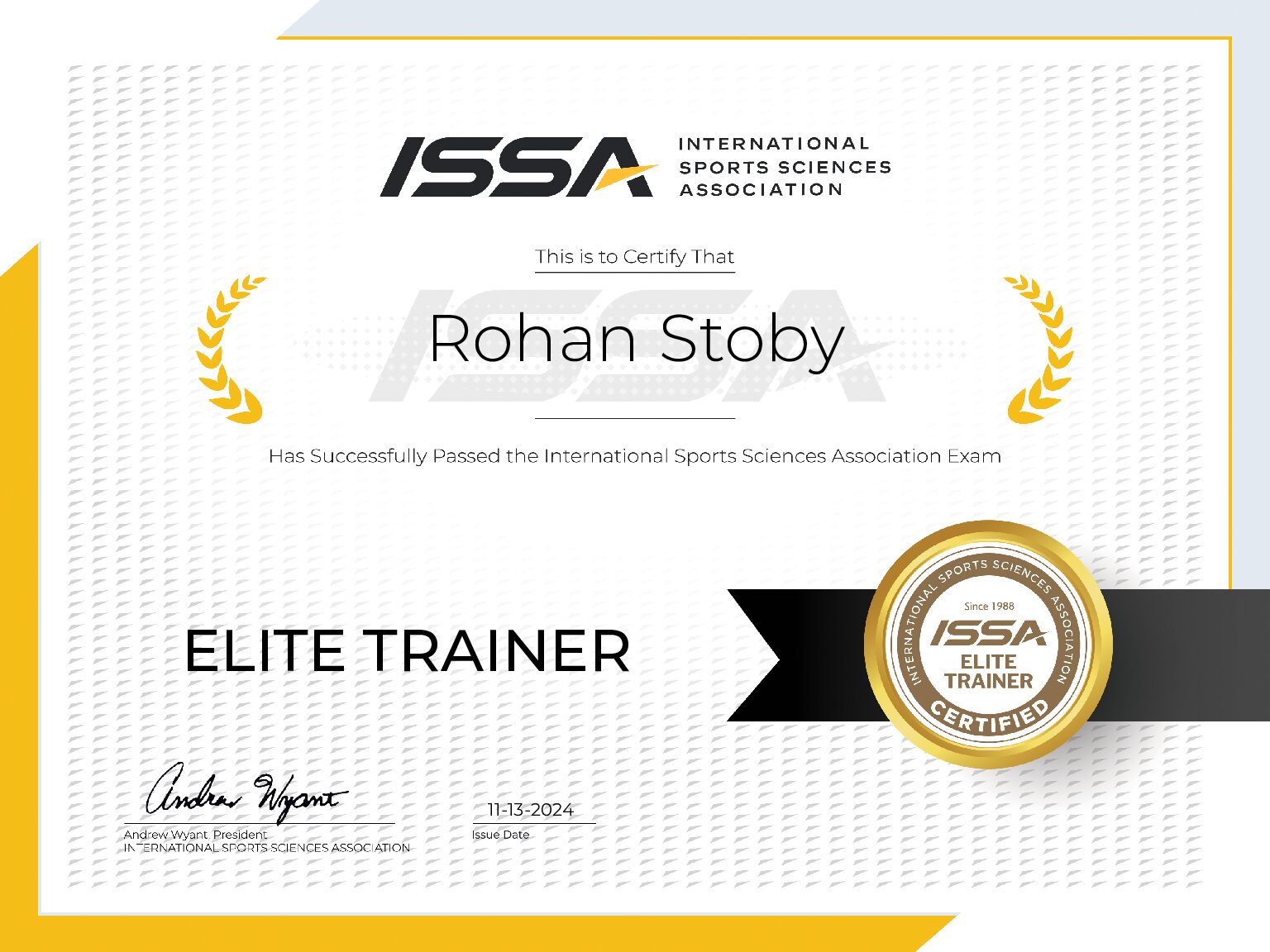 ISSA Elite Trainer Achievement